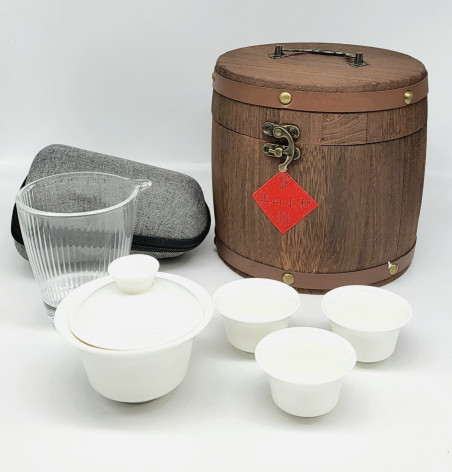 Подарочный дорожный набор: чайный фарфор для путешествий и Lapsang Souchong 250 г